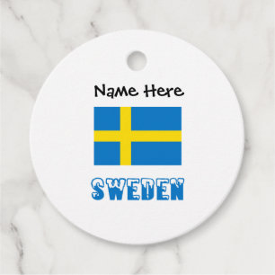 Sweden Swedish Flag Personalized Name Favor Tags