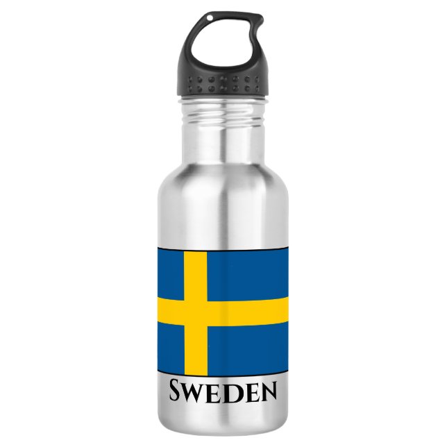 Sweden (Swedish) Flag Stainless Steel Water Bottle (Front)