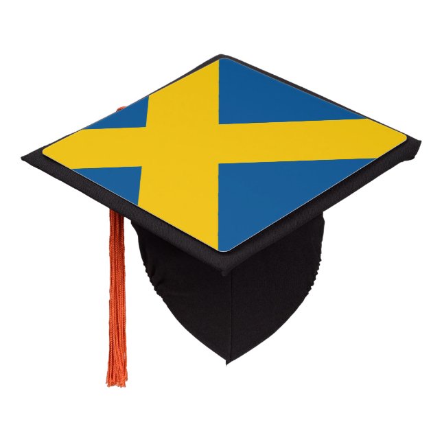Sweden & Swedish Flag - Students /University Graduation Cap Topper (Angled)