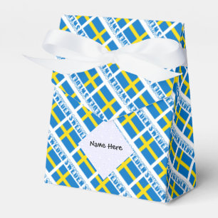 Sweden Swedish Flag Tiled Personalized Name  Favor Boxes