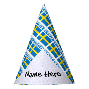 Sweden Swedish Flag Tiled Personalized Party Hat