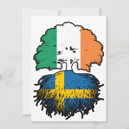 Sweden Swedish Irish Ireland Tree Roots Flag Invitation