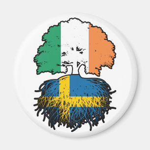 Sweden Swedish Irish Ireland Tree Roots Flag Magnet
