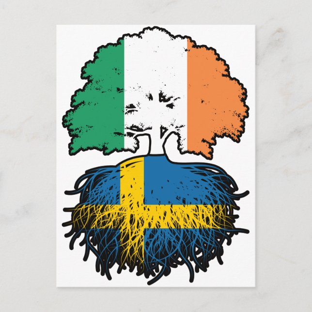 Sweden Swedish Irish Ireland Tree Roots Flag Postcard (Front)