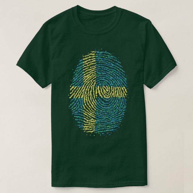 Sweden Swedish Swedish Fingerprint Flag T-Shirt (Design Front)