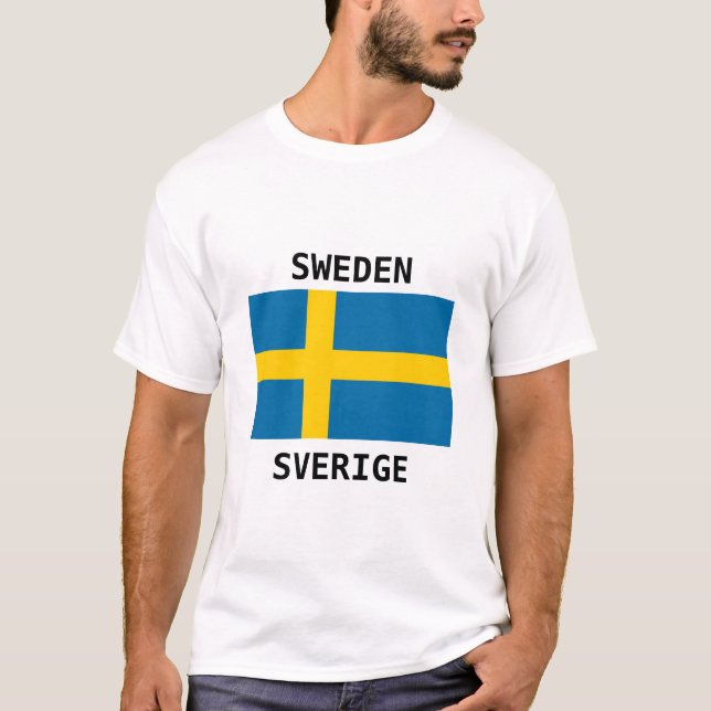 Sweden T-shirt with name in English and Swedish (Front)