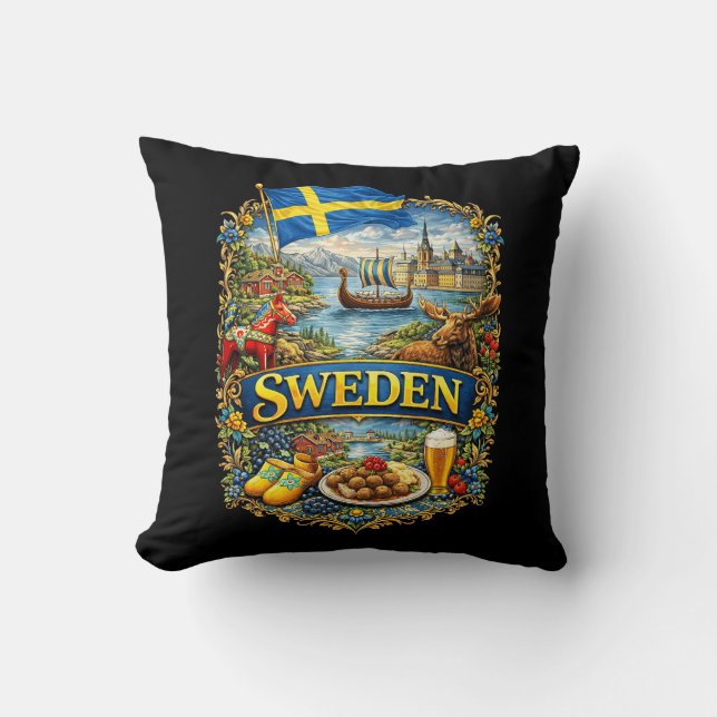 Sweden Throw Pillow (Front)
