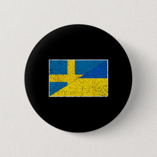Sweden Ukraine Flag Swedish Ukrainian Nationality Button