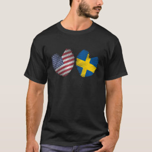 Sweden USA Heart American Flag Swedish Flag Love H T-Shirt