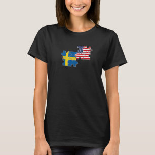 Sweden Usa Love Roots Swedish American Flag T-Shirt