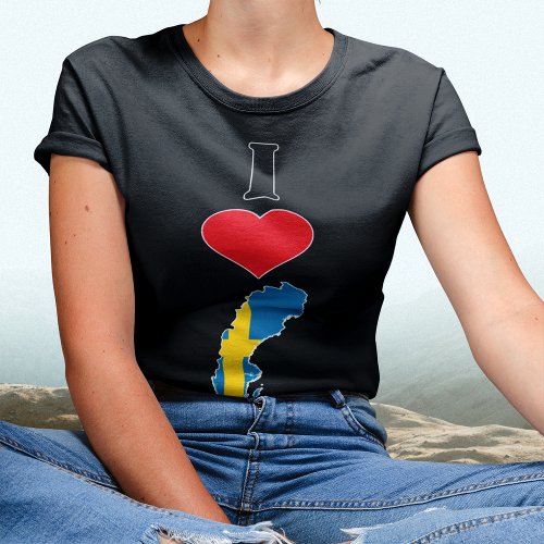 Sweden Vertical I Love Swedish Flag Map Womens T_Shirt