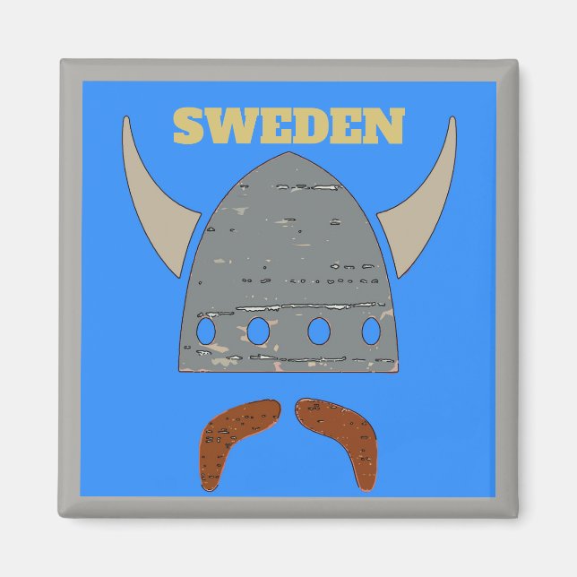 Sweden, Viking Head Magnet (Front)