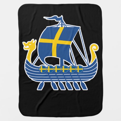 Sweden Viking Ship Gift Valhalla Swedish Viking Baby Blanket