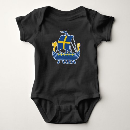 Sweden Viking Ship Gift Valhalla Swedish Viking Baby Bodysuit