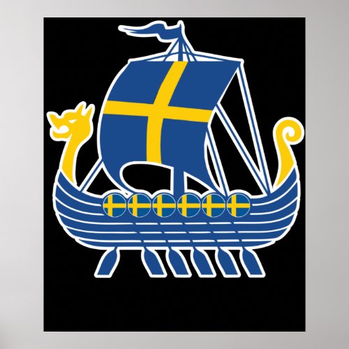 Sweden Viking Ship Gift Valhalla Swedish Viking Poster