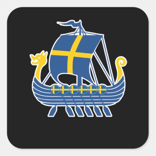 Sweden Viking Ship Gift Valhalla Swedish Viking Square Sticker