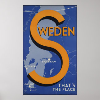 Sweden Vintage Travel Poster Ad Retro Prints