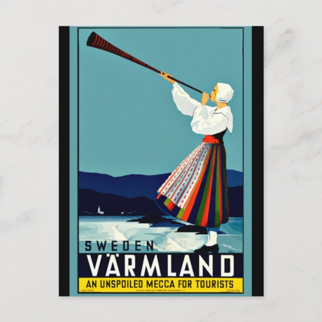 Sweden, vintage travel poster postcard (Front)