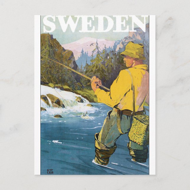 Sweden Vintage Travel Poster Postcard (Front)