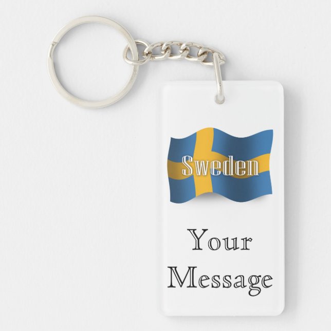Sweden Waving Flag Keychain (Front)