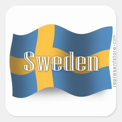 Sweden Waving Flag Square Sticker