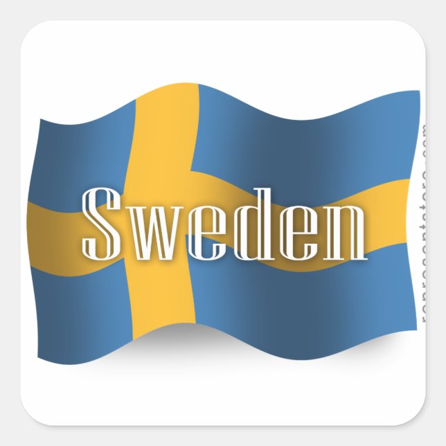 Sweden Waving Flag Square Sticker (Front)