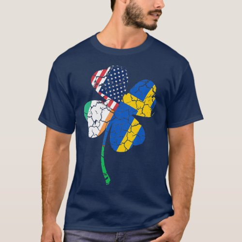 Swedish American Flag Irish Shamrock St Patricks T_Shirt