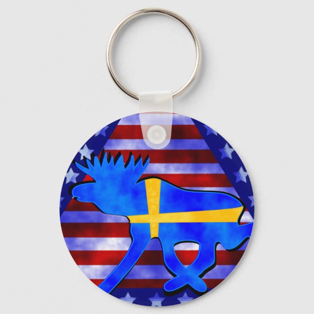 Swedish-American Moose Keychain (Front)