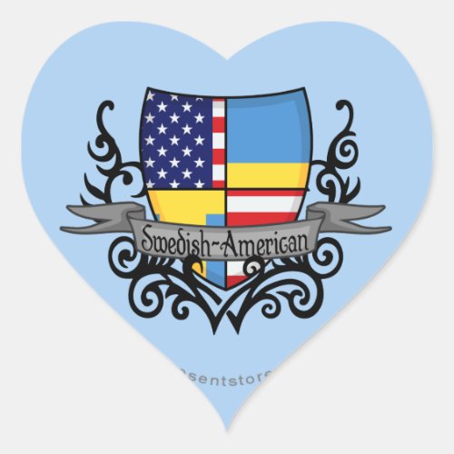 Swedish_American Shield Flag Heart Sticker