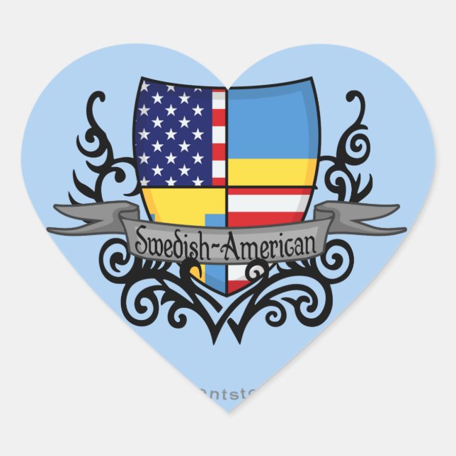 Swedish-American Shield Flag Heart Sticker (Front)