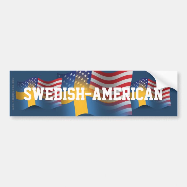 Swedish-American Waving Flag Bumper Sticker (Front)