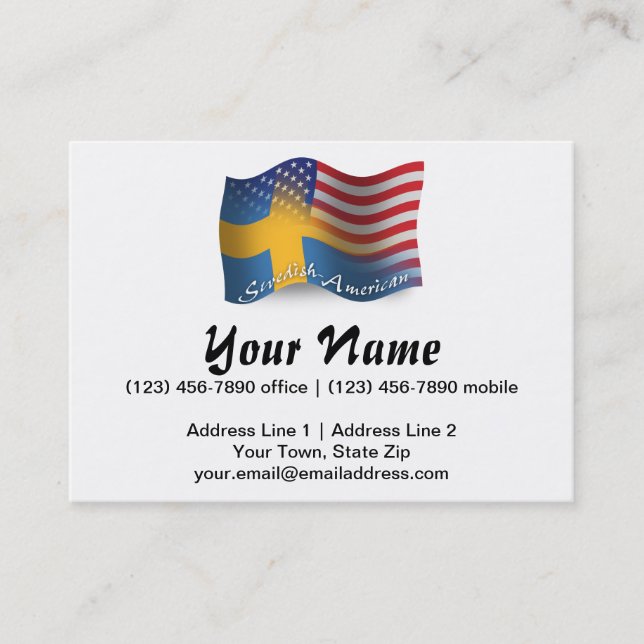 Swedish-American Waving Flag Business Card (Front)