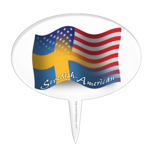Swedish_American Waving Flag Cake Topper