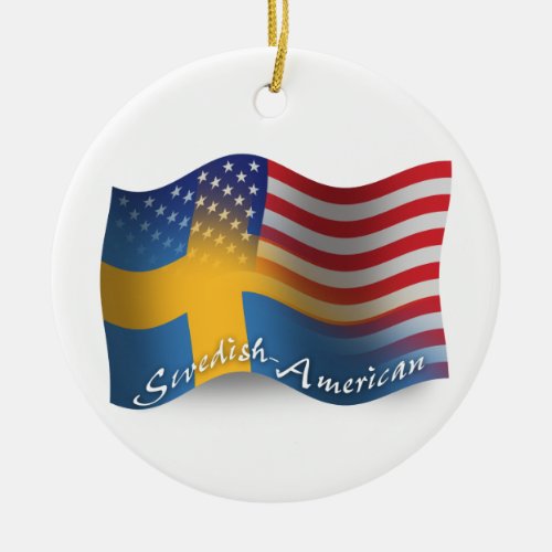 Swedish_American Waving Flag Ceramic Ornament