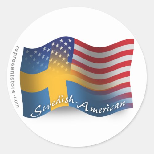 Swedish_American Waving Flag Classic Round Sticker