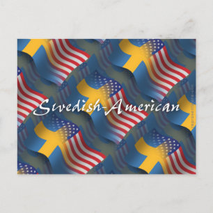 Swedish-American Waving Flag Postcard