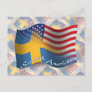 Swedish-American Waving Flag Postcard