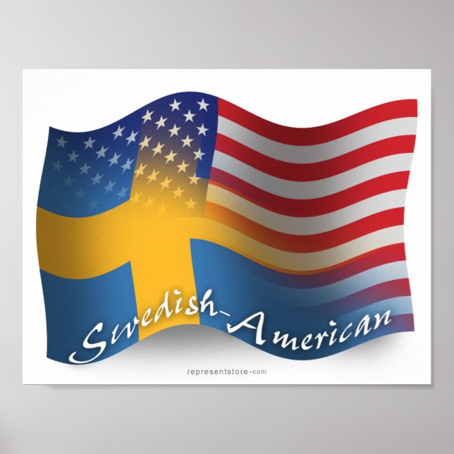 Swedish-American Waving Flag Poster (Front)