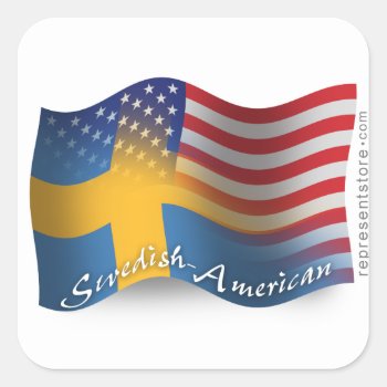 Swedish-american Waving Flag Square Sticker by representshop at Zazzle