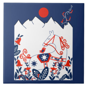 Swedish And Finish Folk Art Ceramic Tile