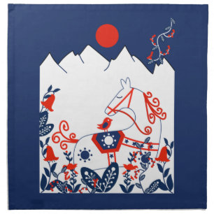 Swedish And Finish Folk Art Cloth Napkin