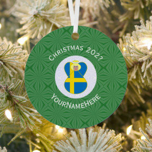 Swedish Angel Christmas Flag Personalized Metal Ornament