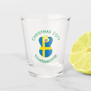 Swedish Angel Christmas Flag Personalized Shot Glass