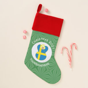 Swedish Angel Christmas Flag Personalized  Stocking
