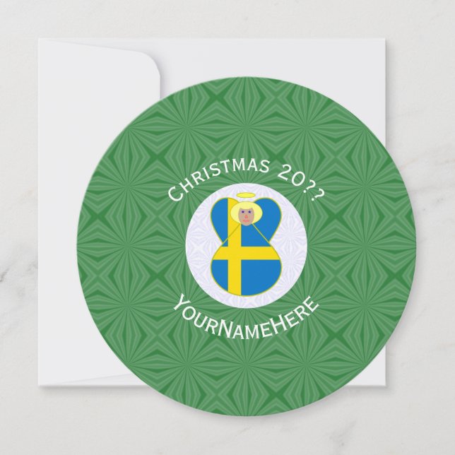 Swedish Angel Flag Christmas Personalize Round Inv Invitation (Front)