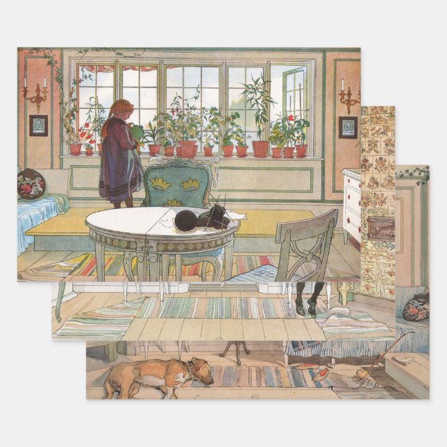 Swedish Art Selection of Carl Larsson Wrapping Paper Sheets (Set)