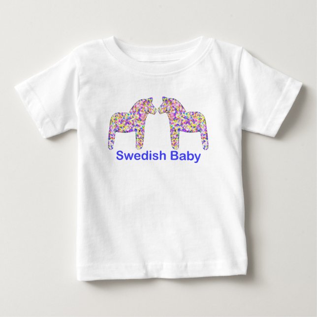 Swedish Baby Confetti Dala Horse Baby T-Shirt (Front)