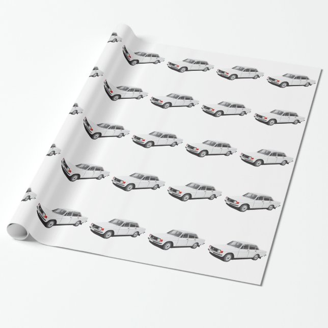 Swedish car from early 70's (white) wrapping paper (Unrolled)