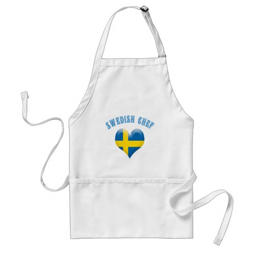 Swedish Chef Heart Shaped Flag of Sweden Adult Apron