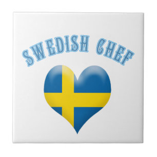 Swedish Chef Heart Shaped Flag of Sweden Ceramic Tile